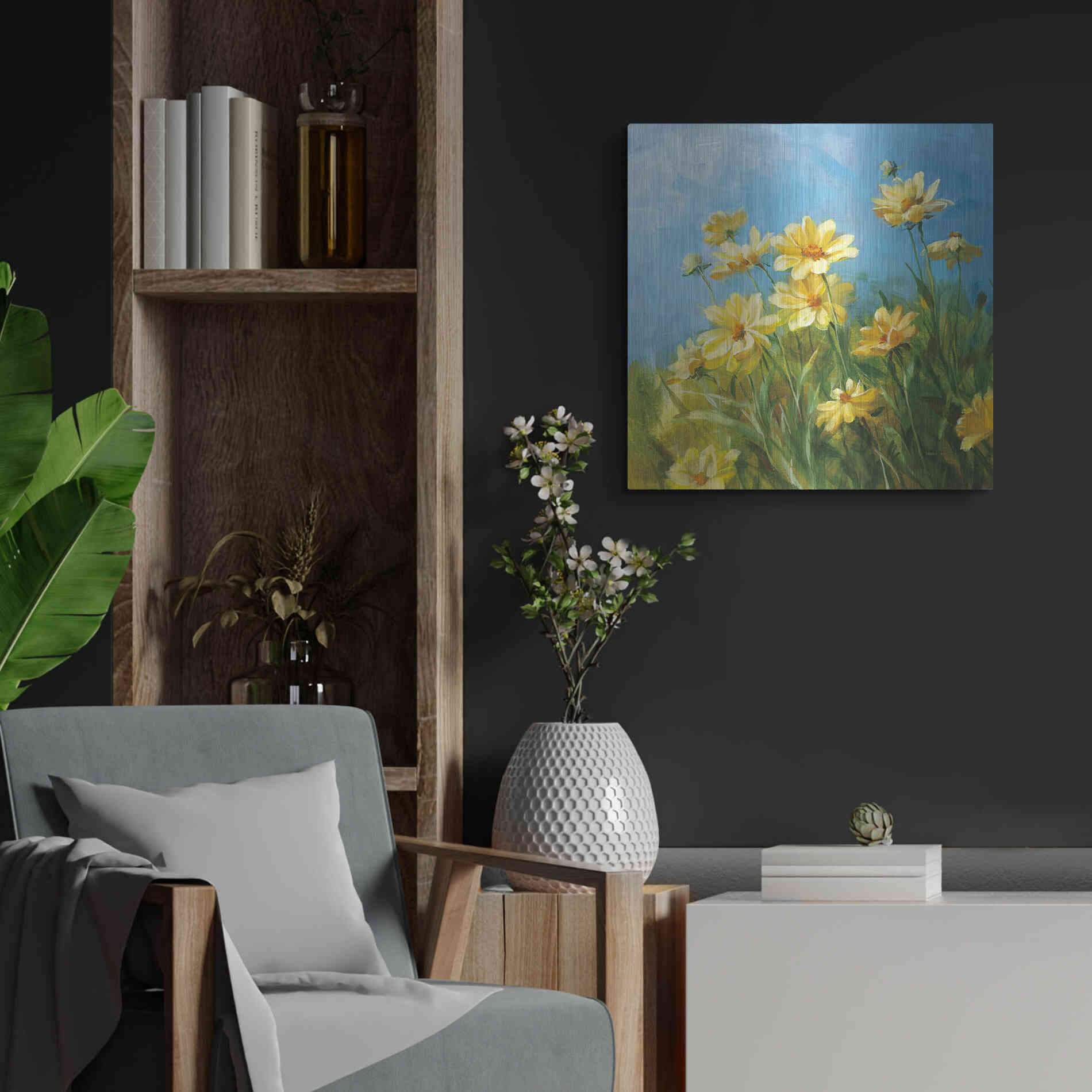 Luxe Metal Art 'Summer Field I' by Danhui Nai, Metal Wall Art,24x24