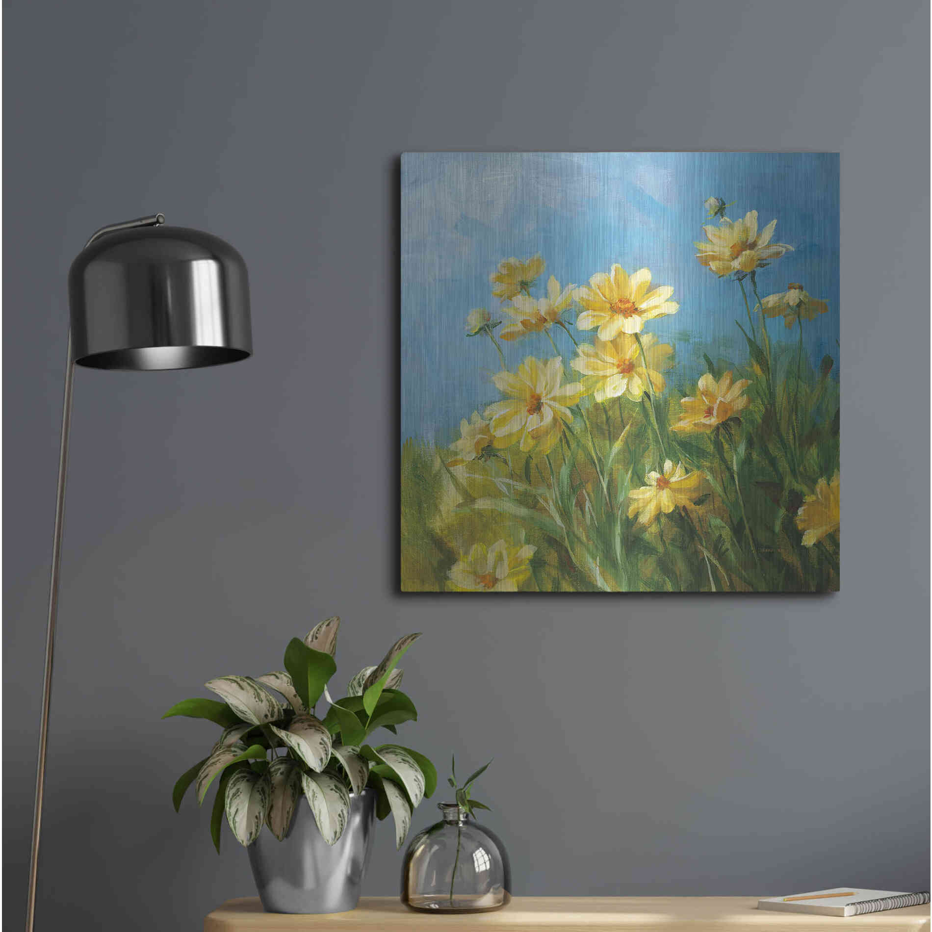 Luxe Metal Art 'Summer Field I' by Danhui Nai, Metal Wall Art,24x24