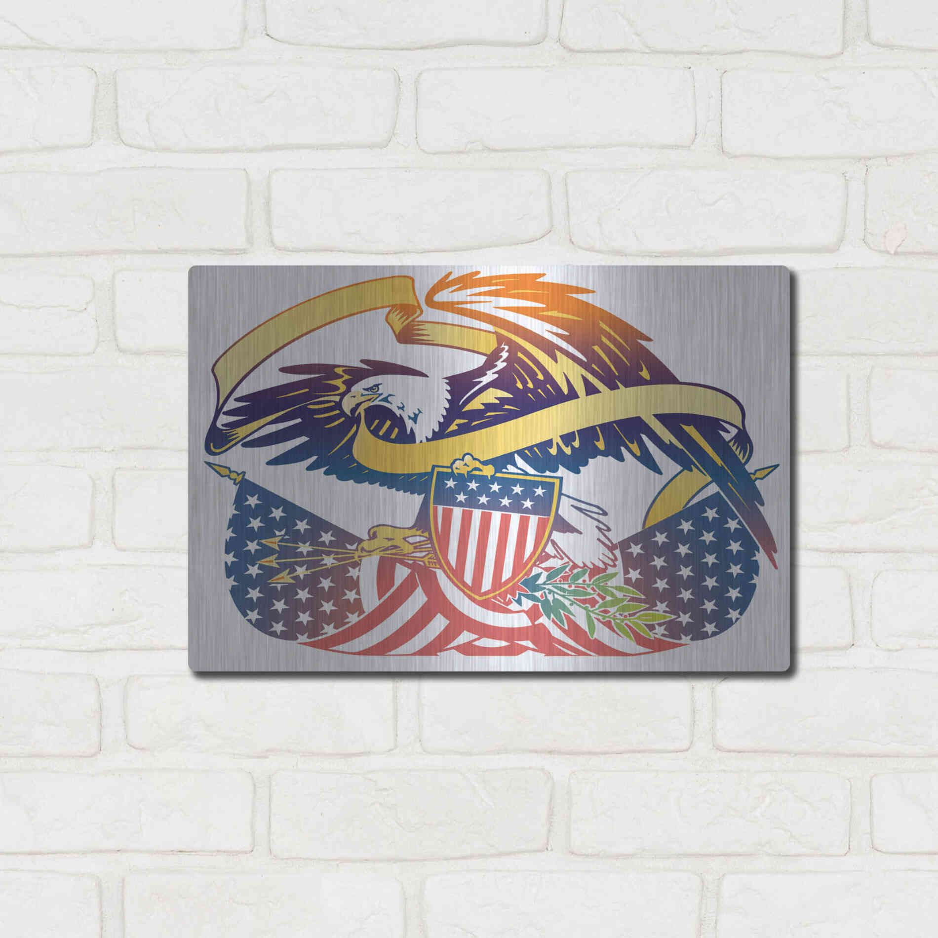 Luxe Metal Art 'American Eagle' by David Chestnutt, Metal Wall Art,16x12