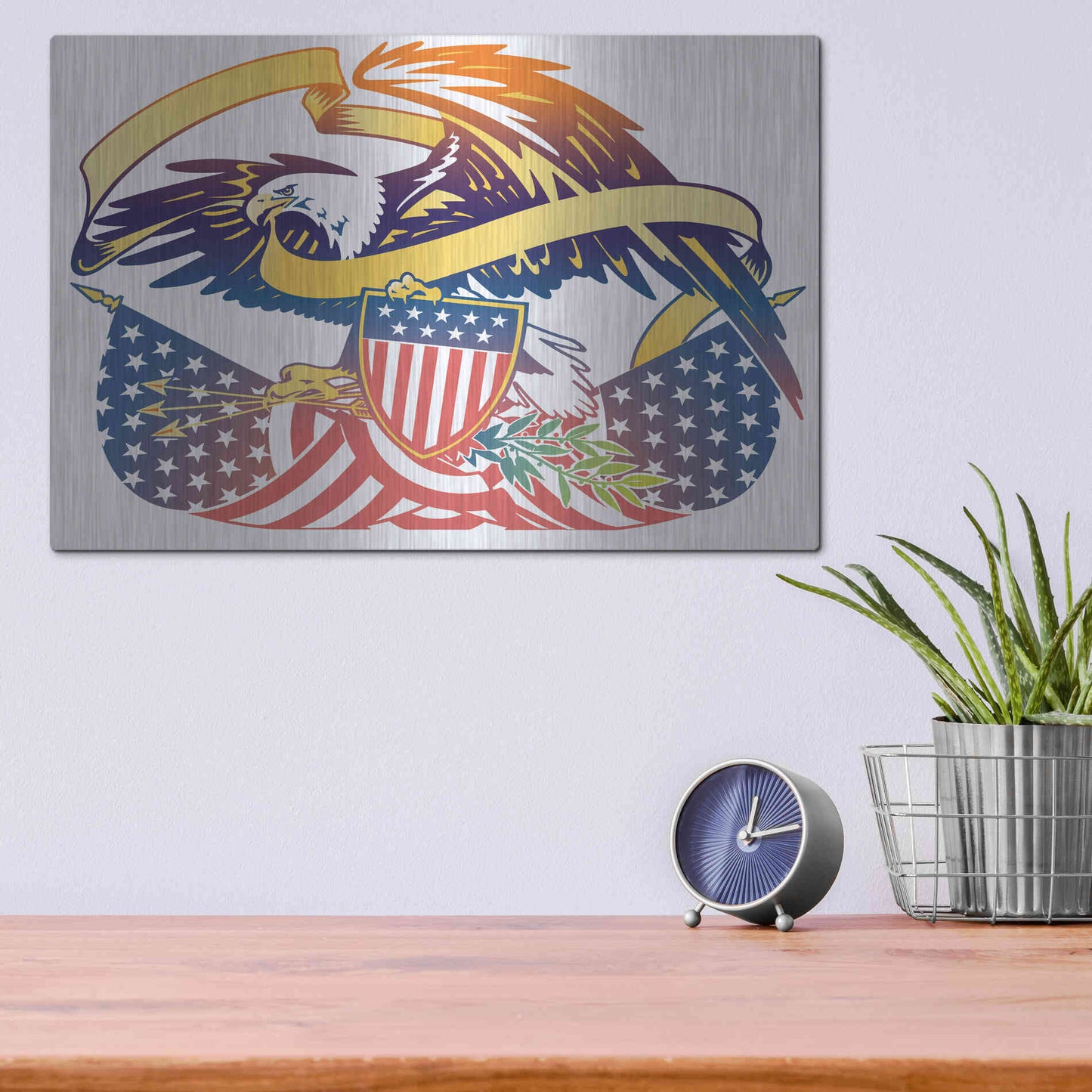 Luxe Metal Art 'American Eagle' by David Chestnutt, Metal Wall Art,16x12