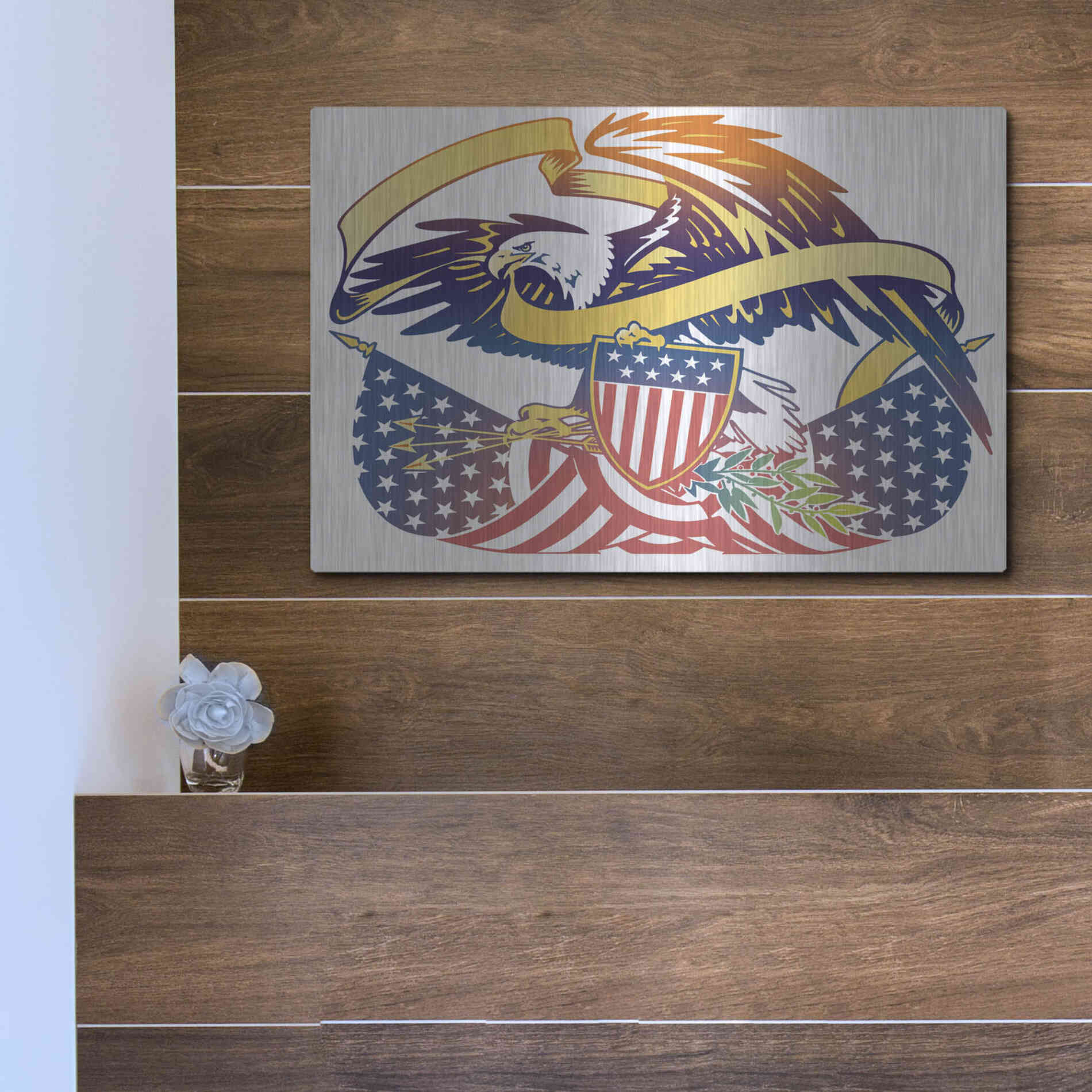 Luxe Metal Art 'American Eagle' by David Chestnutt, Metal Wall Art,16x12