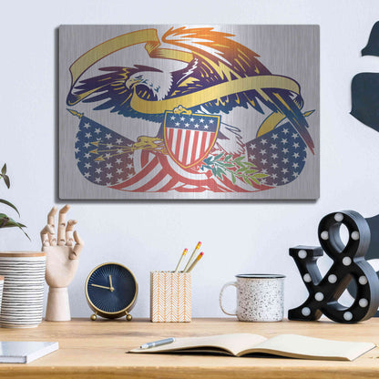 Luxe Metal Art 'American Eagle' by David Chestnutt, Metal Wall Art,16x12