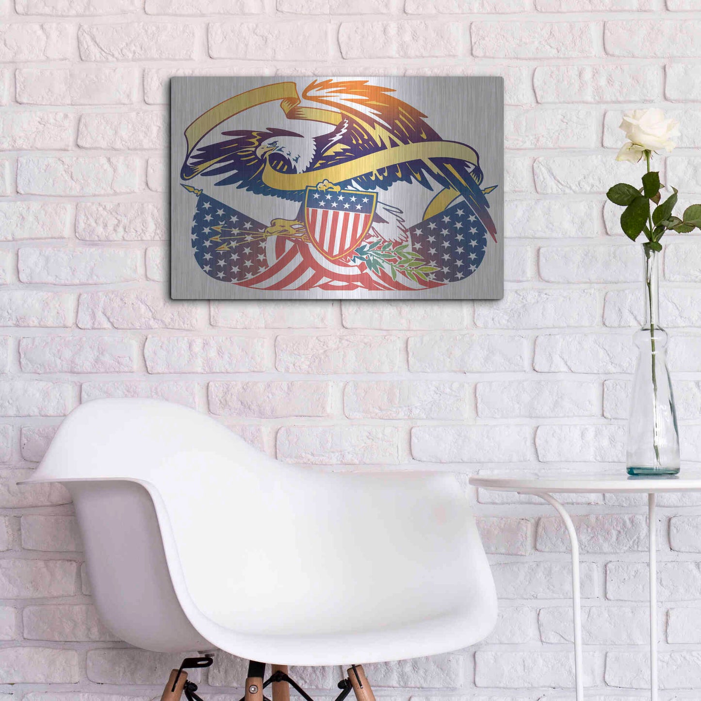 Luxe Metal Art 'American Eagle' by David Chestnutt, Metal Wall Art,24x16