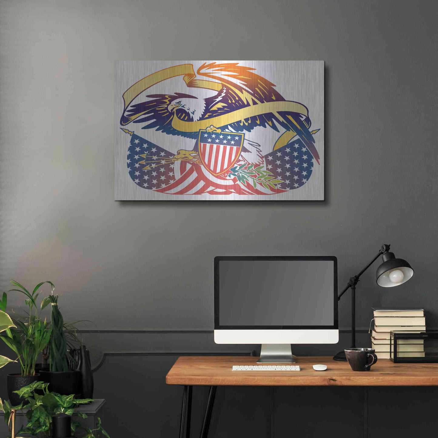 Luxe Metal Art 'American Eagle' by David Chestnutt, Metal Wall Art,36x24