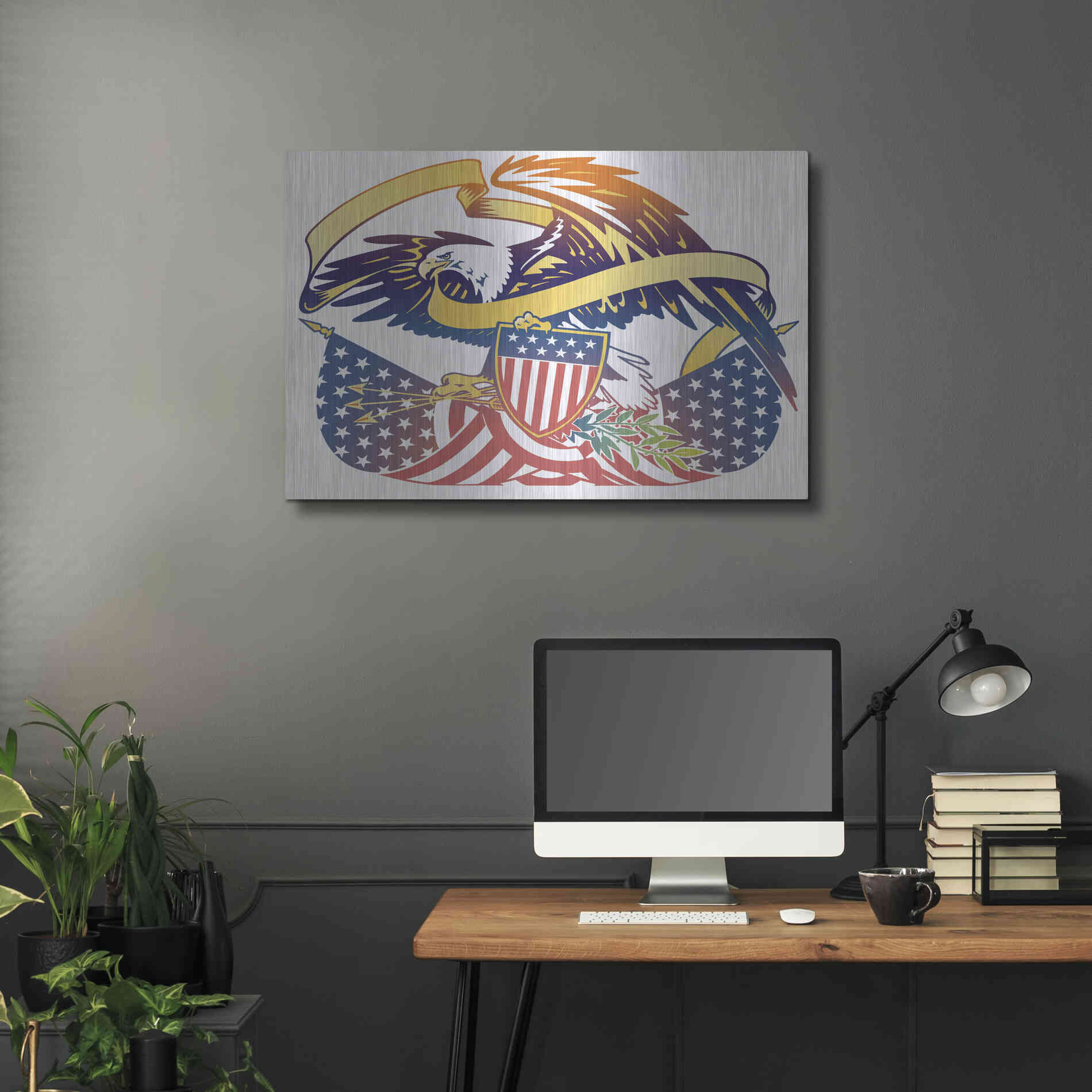 Luxe Metal Art 'American Eagle' by David Chestnutt, Metal Wall Art,36x24