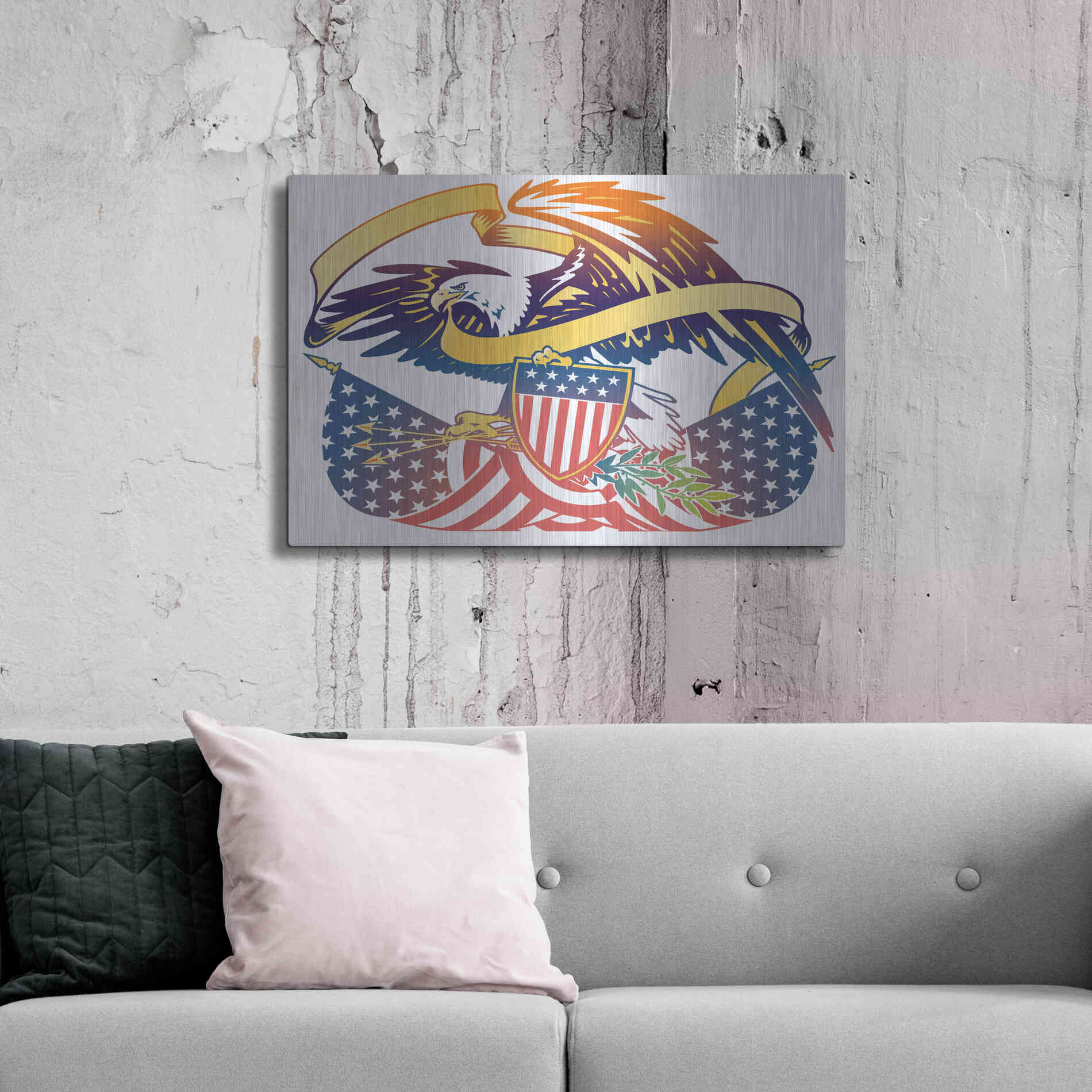 Luxe Metal Art 'American Eagle' by David Chestnutt, Metal Wall Art,36x24