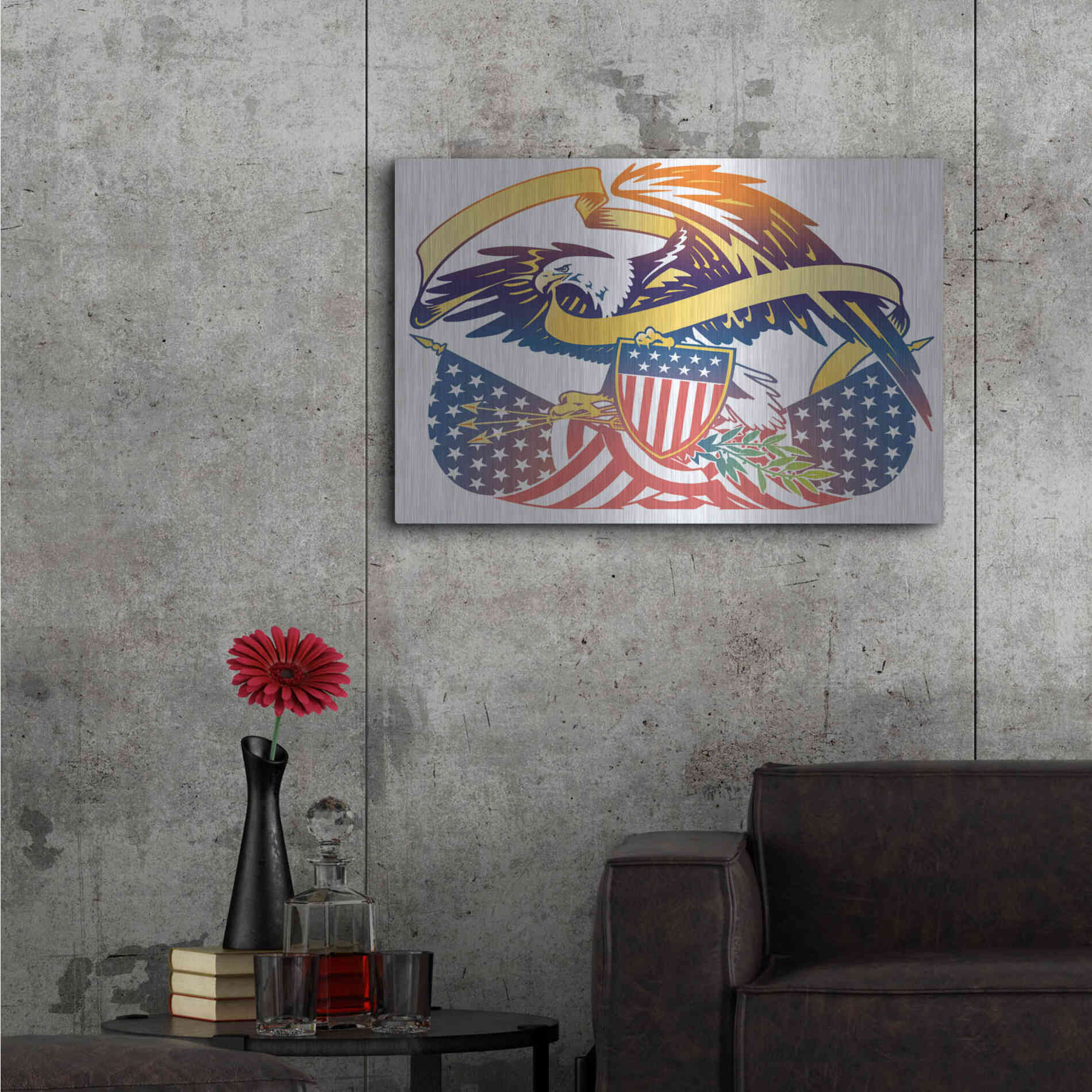 Luxe Metal Art 'American Eagle' by David Chestnutt, Metal Wall Art,36x24