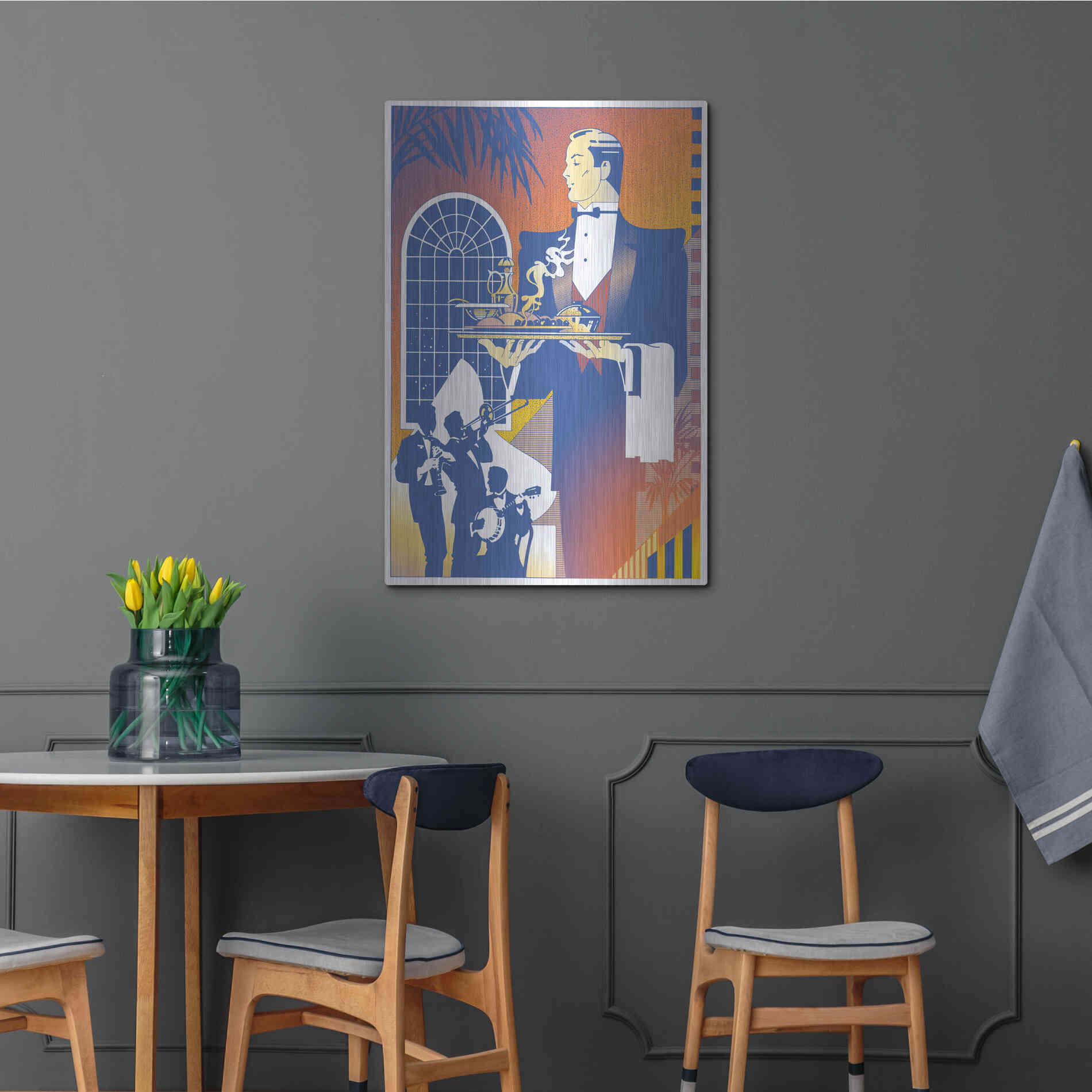 Luxe Metal Art 'Band And Waiter' by David Chestnutt, Metal Wall Art,24x36