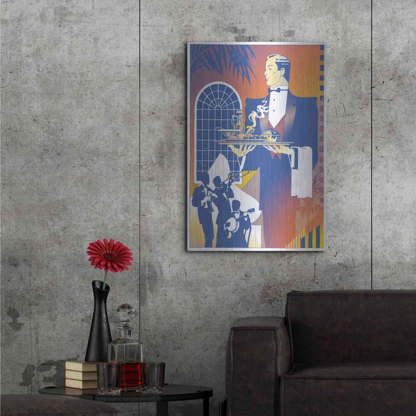 Luxe Metal Art 'Band And Waiter' by David Chestnutt, Metal Wall Art,24x36