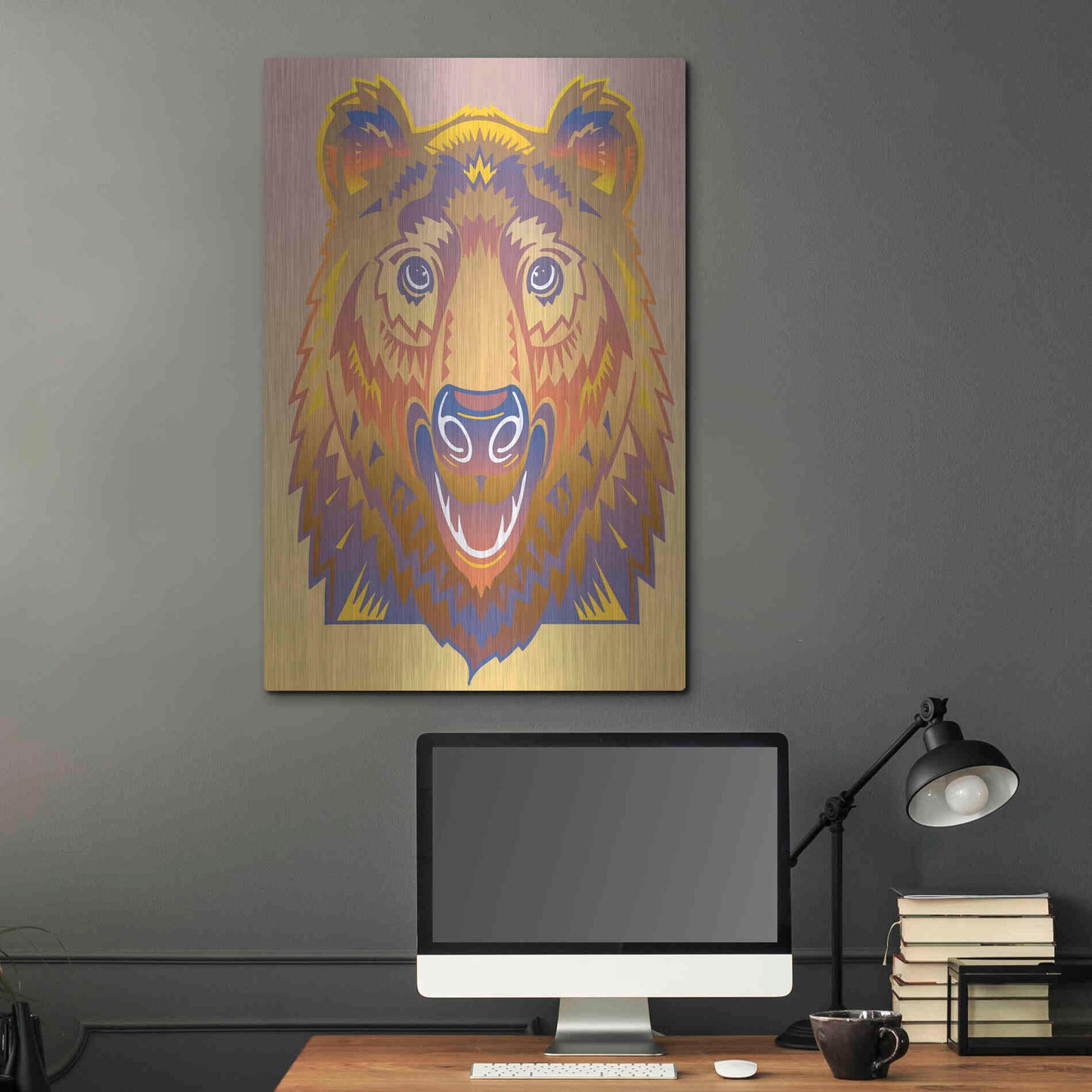 Luxe Metal Art 'Bear' by David Chestnutt, Metal Wall Art,24x36