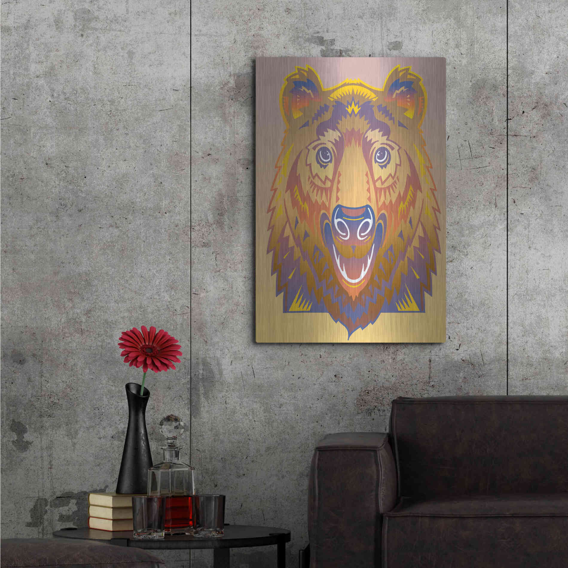 Luxe Metal Art 'Bear' by David Chestnutt, Metal Wall Art,24x36