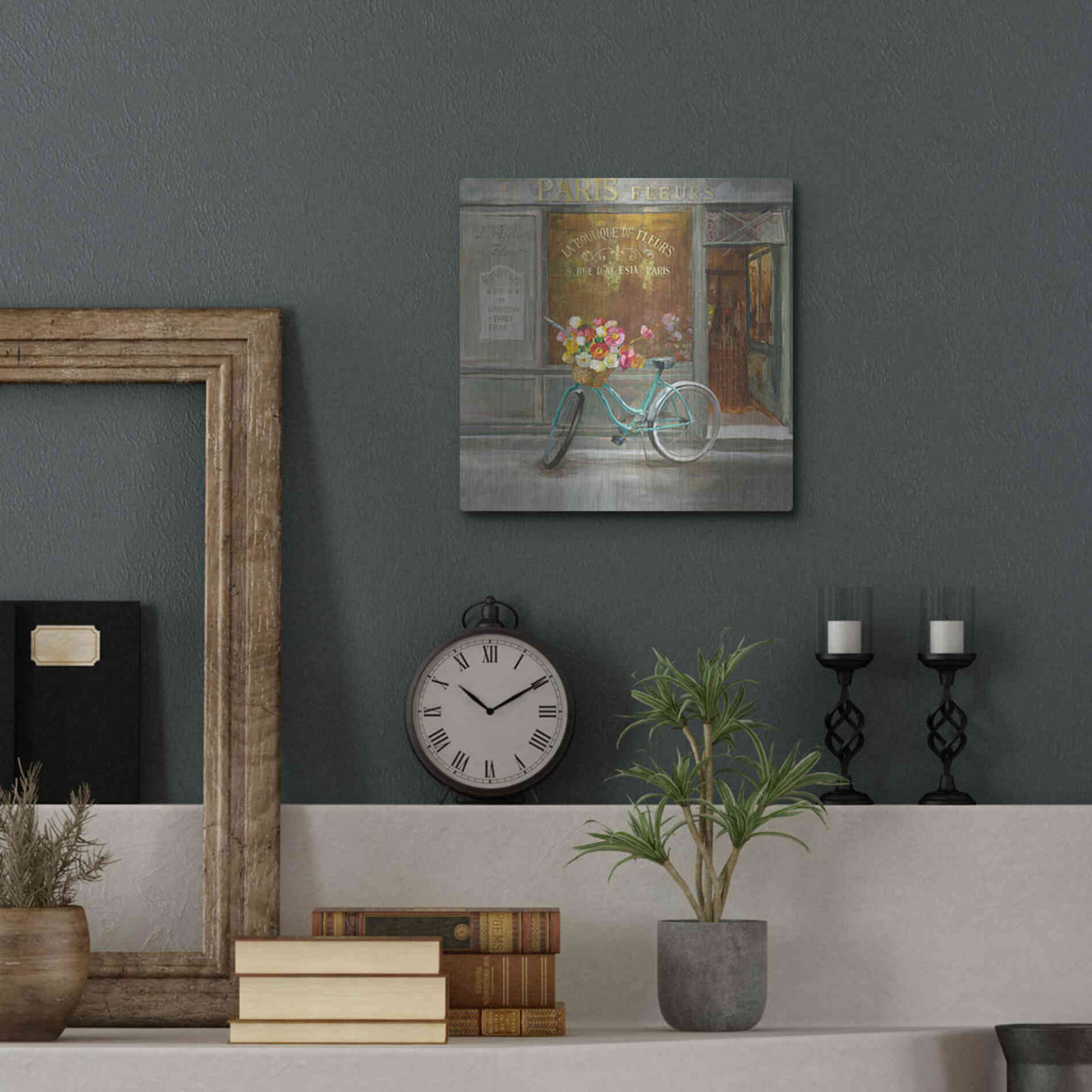 Luxe Metal Art 'French Flowershop v2' by Danhui Nai, Metal Wall Art,12x12