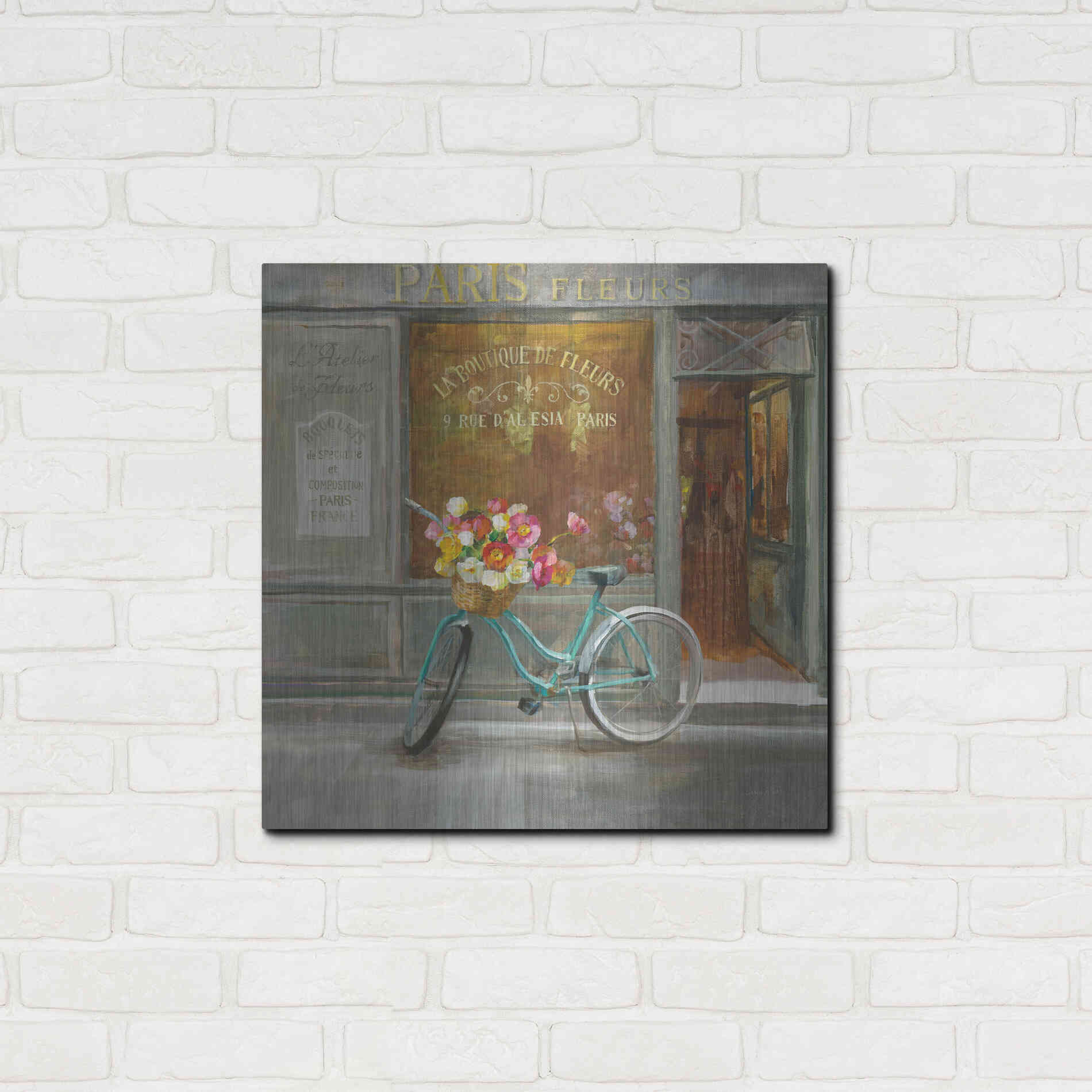 Luxe Metal Art 'French Flowershop v2' by Danhui Nai, Metal Wall Art,24x24