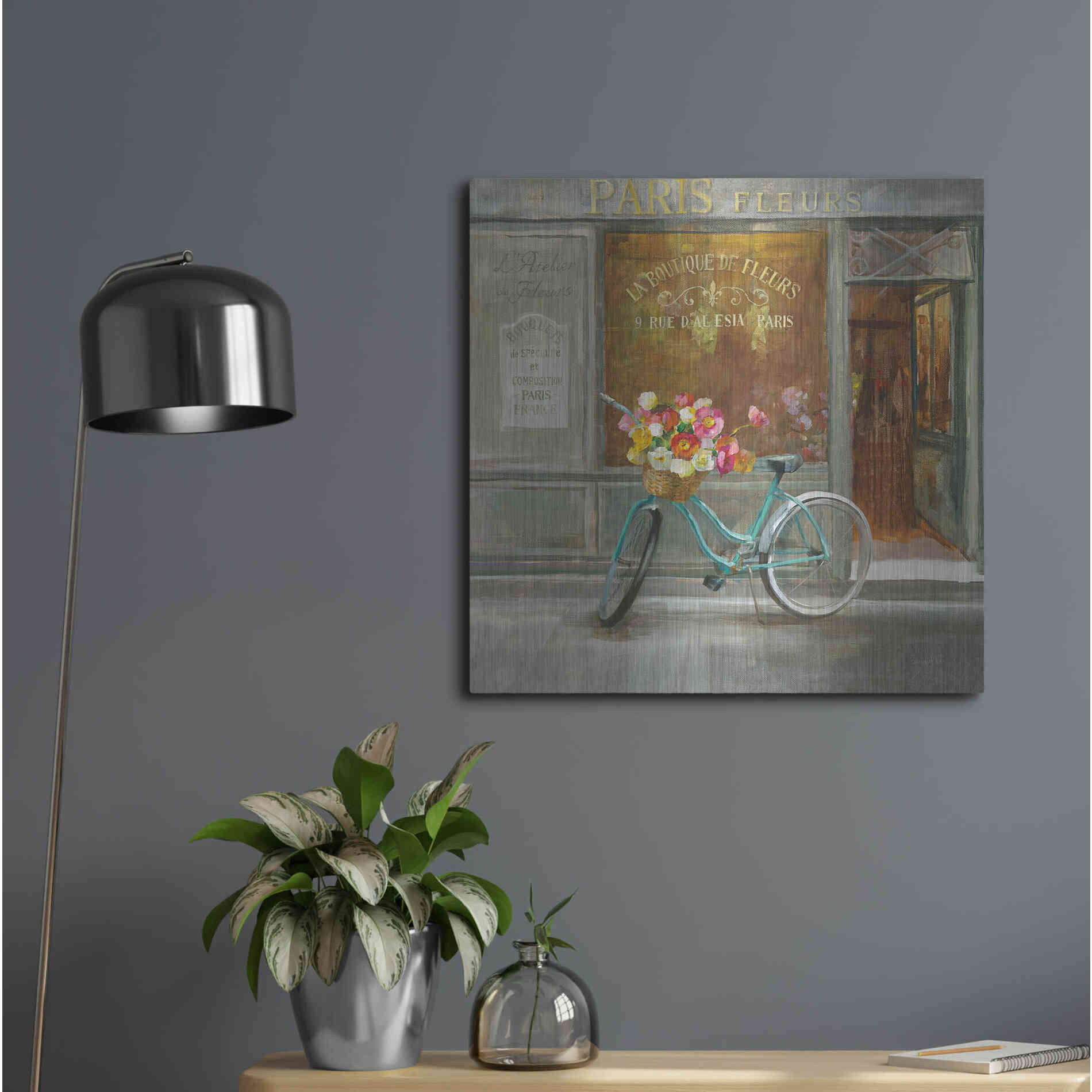 Luxe Metal Art 'French Flowershop v2' by Danhui Nai, Metal Wall Art,24x24