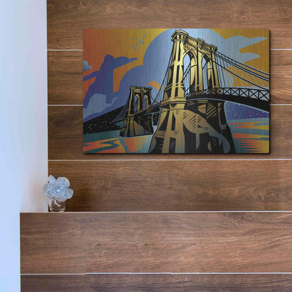 Luxe Metal Art 'Brooklyn Bridge' by David Chestnutt, Metal Wall Art,16x12