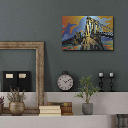 Luxe Metal Art 'Brooklyn Bridge' by David Chestnutt, Metal Wall Art,16x12