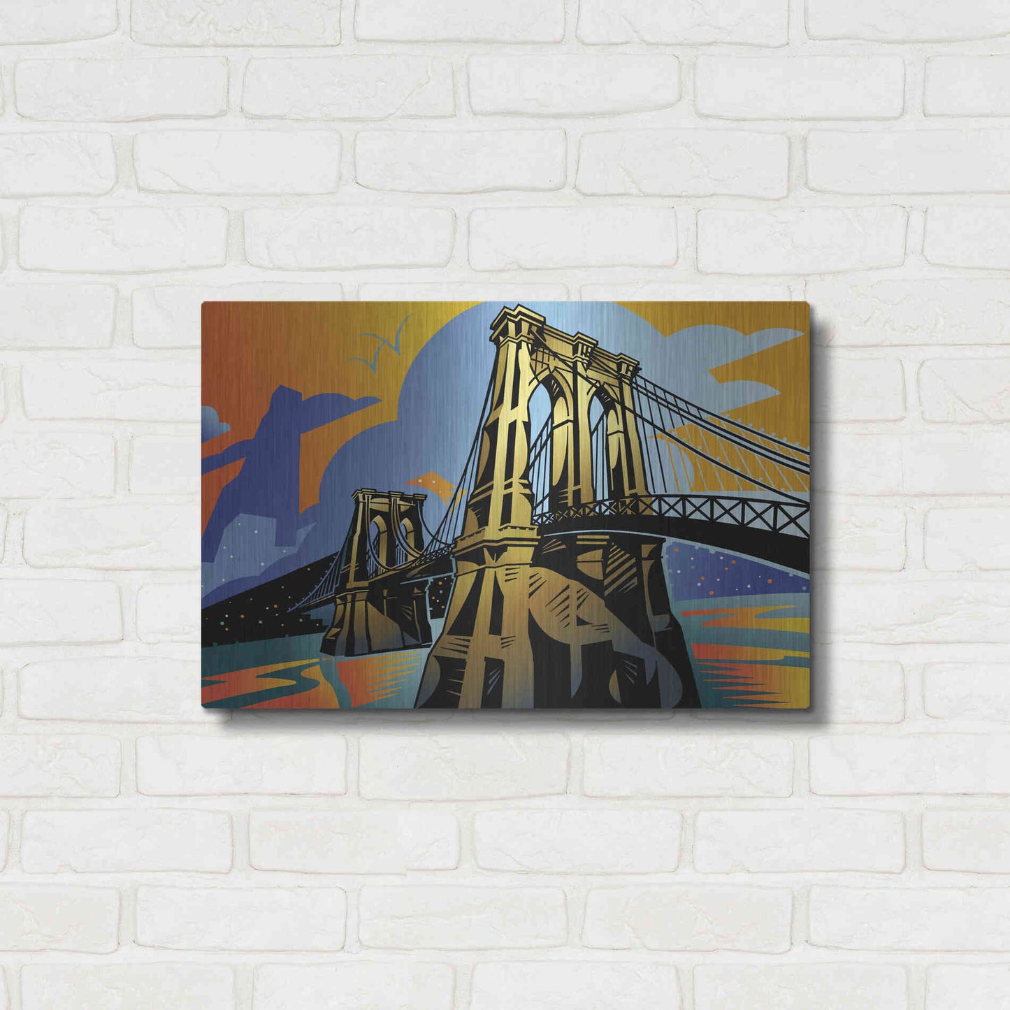 Luxe Metal Art 'Brooklyn Bridge' by David Chestnutt, Metal Wall Art,24x16