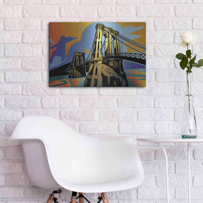 Luxe Metal Art 'Brooklyn Bridge' by David Chestnutt, Metal Wall Art,24x16