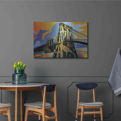 Luxe Metal Art 'Brooklyn Bridge' by David Chestnutt, Metal Wall Art,36x24