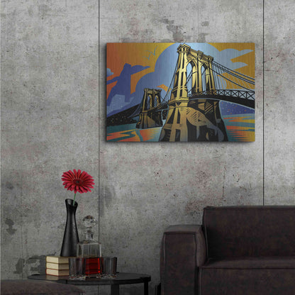 Luxe Metal Art 'Brooklyn Bridge' by David Chestnutt, Metal Wall Art,36x24