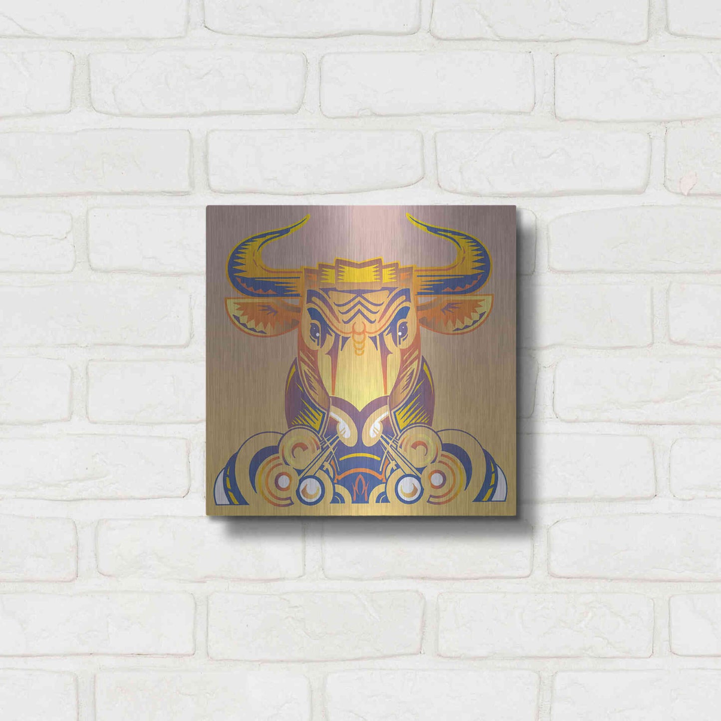 Luxe Metal Art 'Bull' by David Chestnutt, Metal Wall Art,12x12