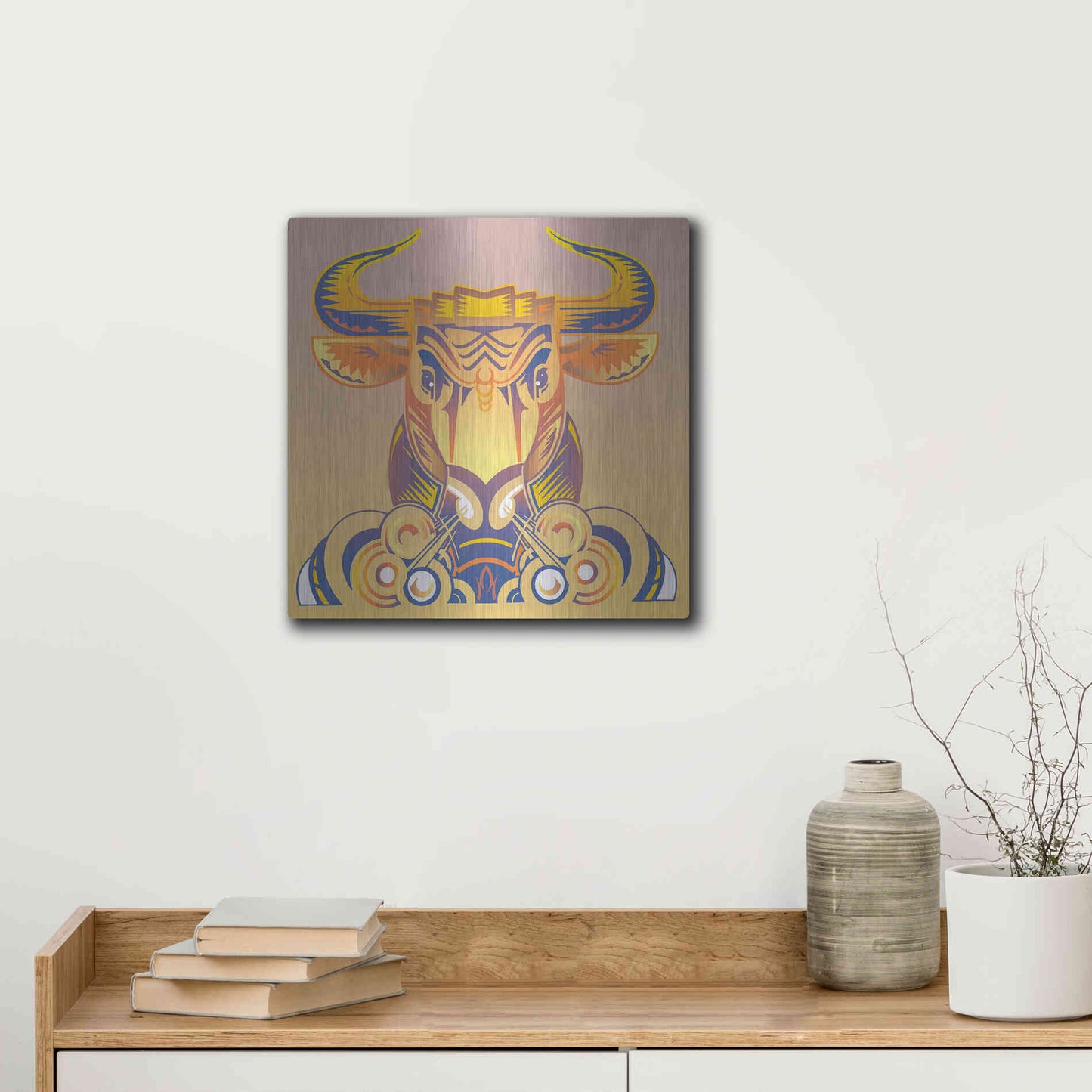 Luxe Metal Art 'Bull' by David Chestnutt, Metal Wall Art,12x12