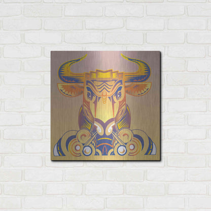 Luxe Metal Art 'Bull' by David Chestnutt, Metal Wall Art,24x24