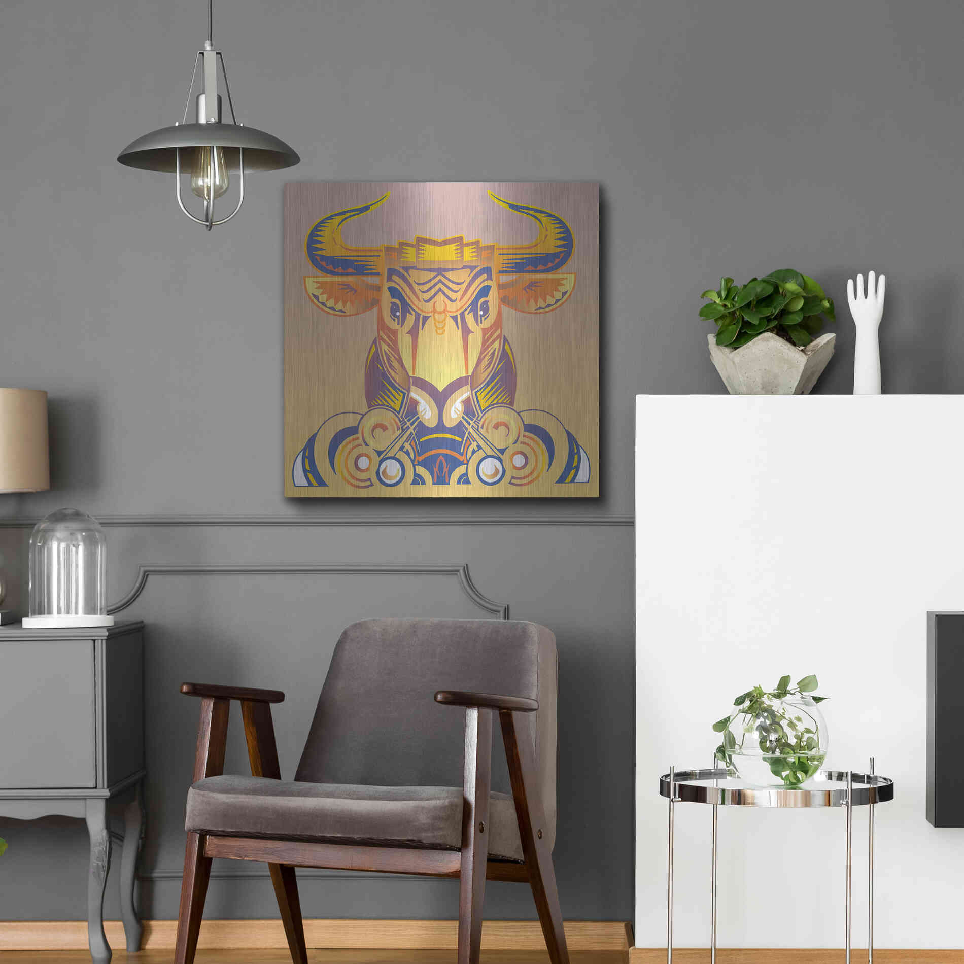 Luxe Metal Art 'Bull' by David Chestnutt, Metal Wall Art,24x24