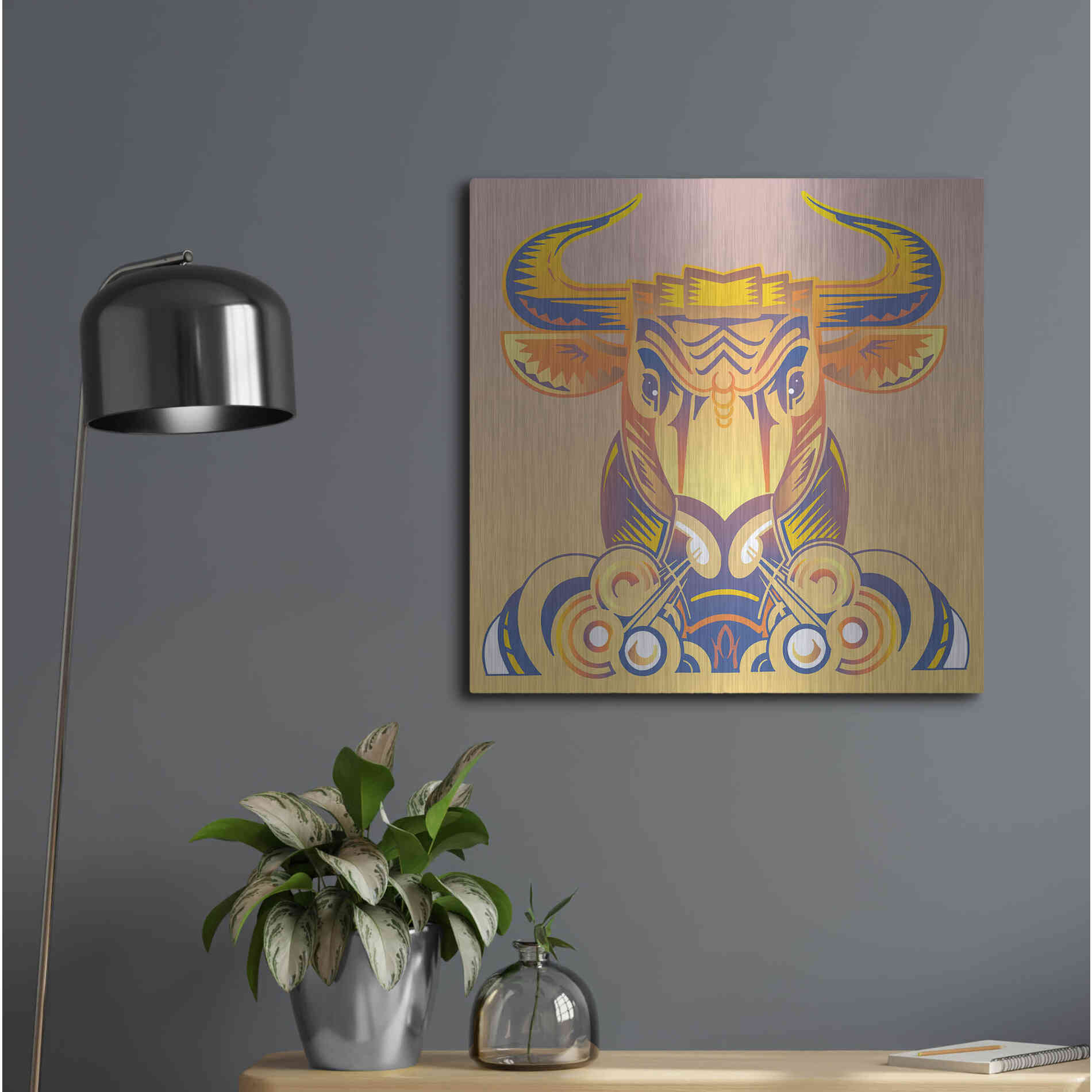 Luxe Metal Art 'Bull' by David Chestnutt, Metal Wall Art,24x24