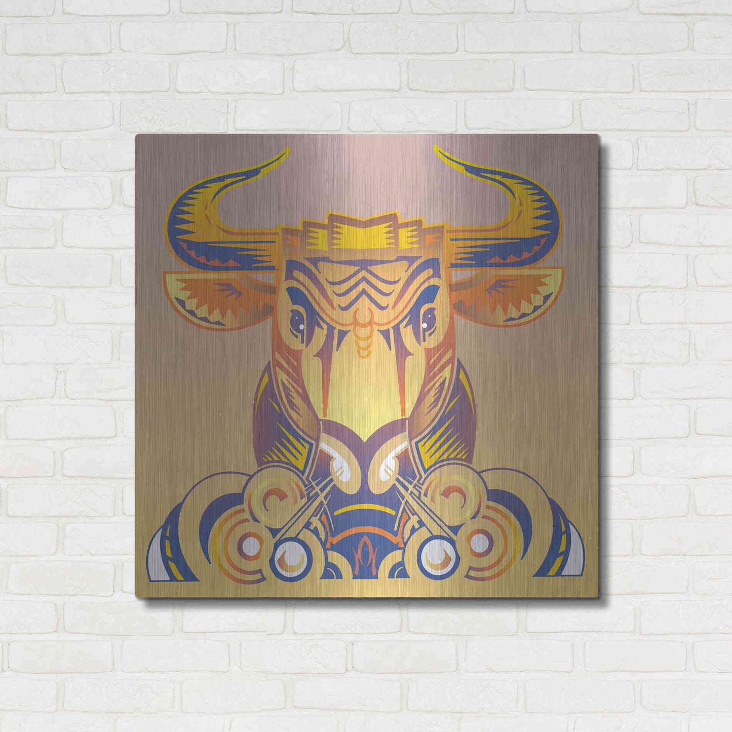 Luxe Metal Art 'Bull' by David Chestnutt, Metal Wall Art,36x36