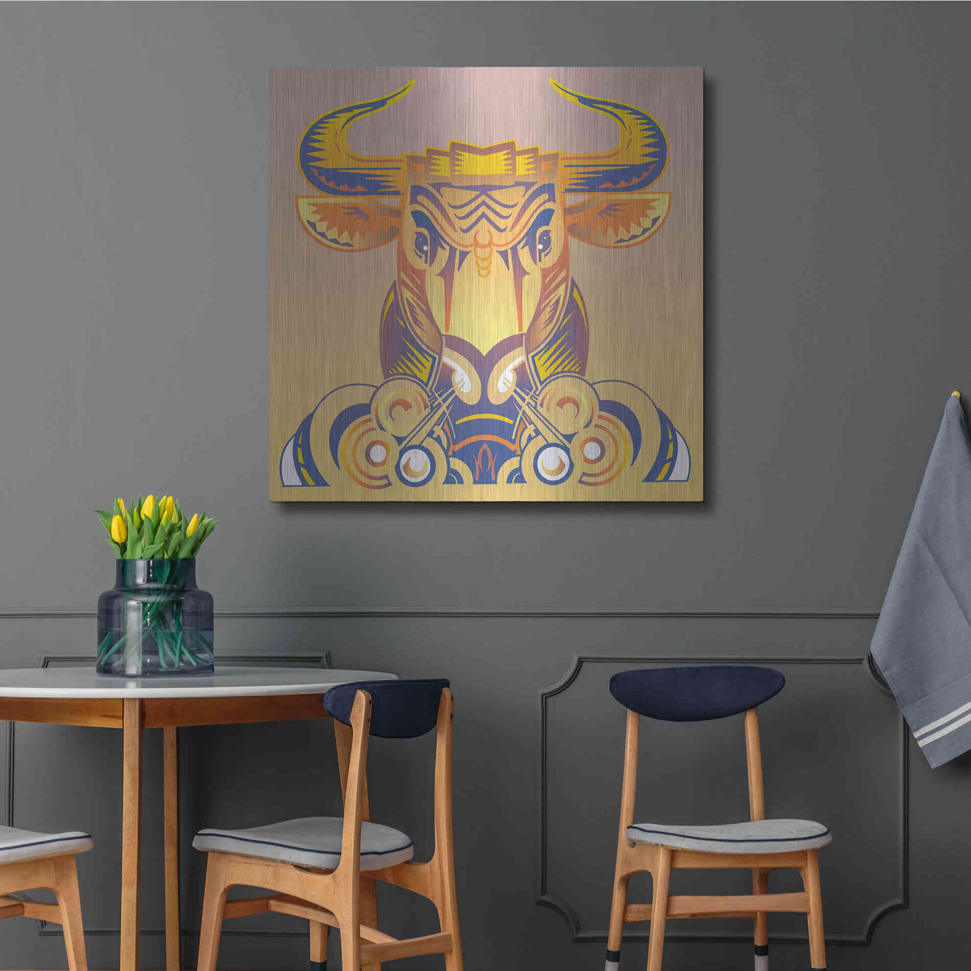 Luxe Metal Art 'Bull' by David Chestnutt, Metal Wall Art,36x36