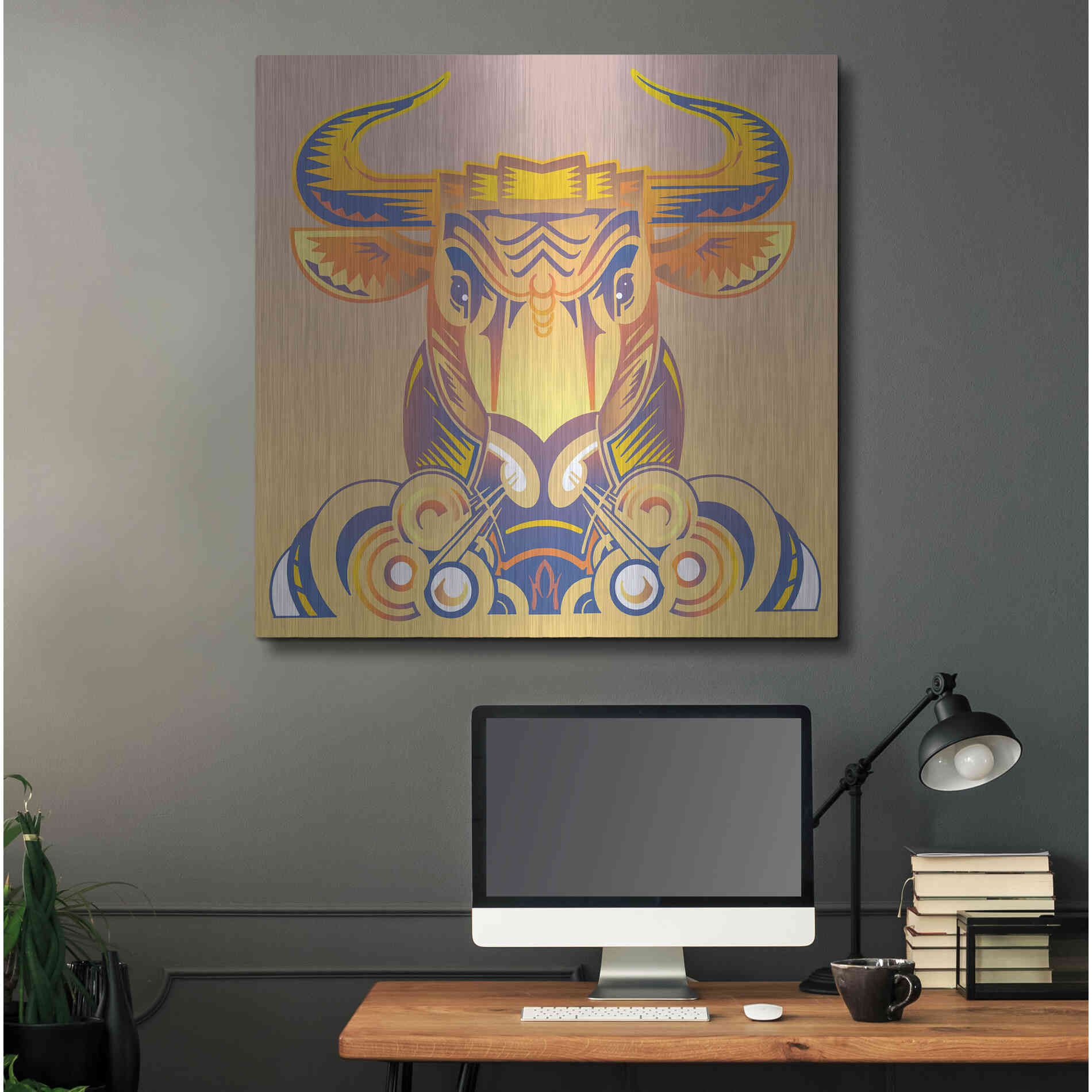 Luxe Metal Art 'Bull' by David Chestnutt, Metal Wall Art,36x36