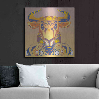 Luxe Metal Art 'Bull' by David Chestnutt, Metal Wall Art,36x36