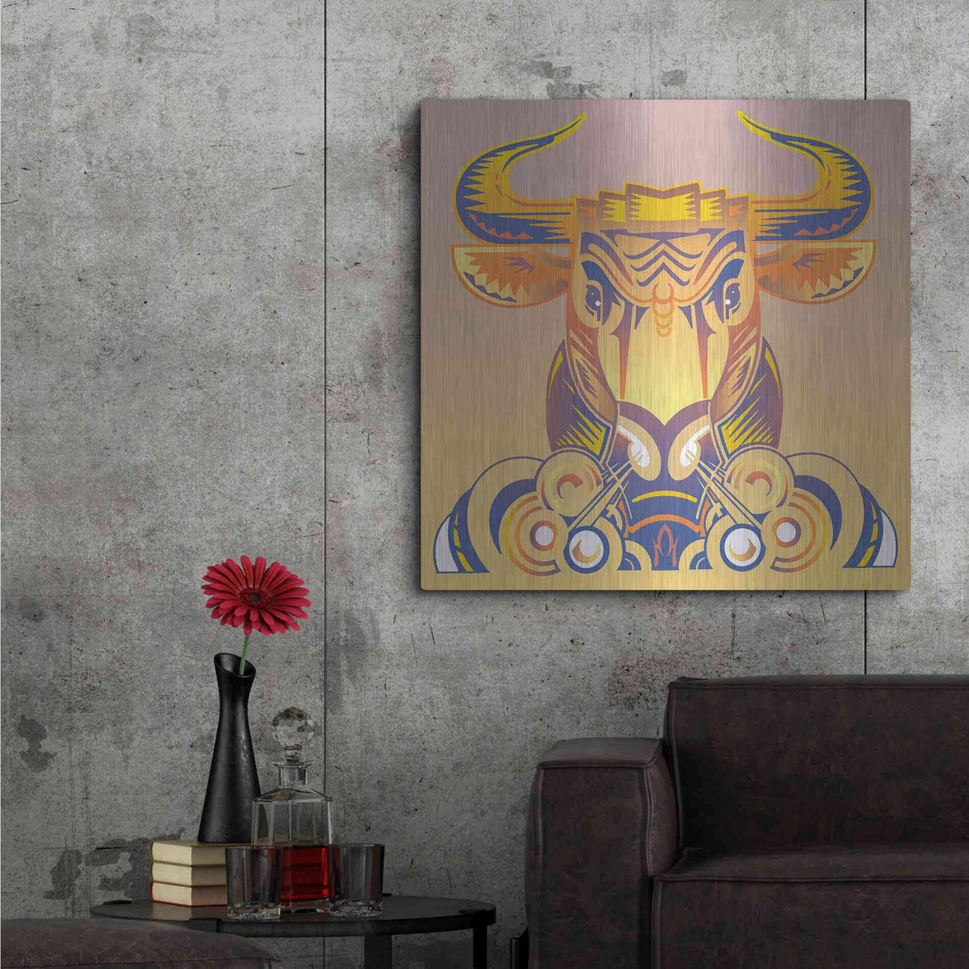 Luxe Metal Art 'Bull' by David Chestnutt, Metal Wall Art,36x36