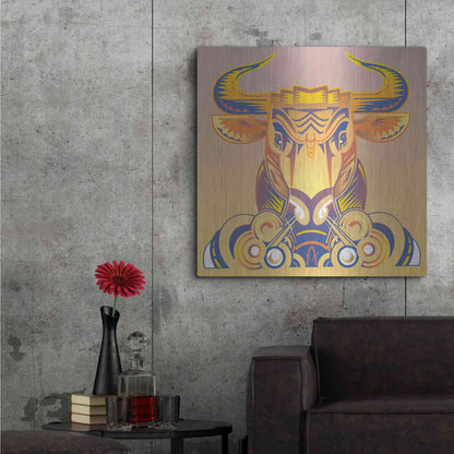 Luxe Metal Art 'Bull' by David Chestnutt, Metal Wall Art,36x36