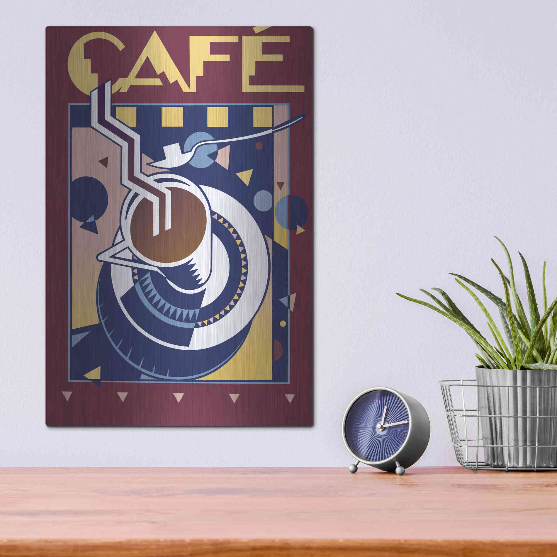 Luxe Metal Art 'Cafe' by David Chestnutt, Metal Wall Art,12x16