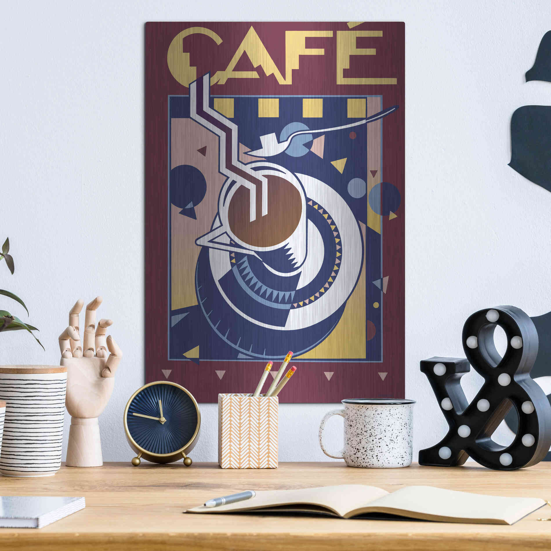 Luxe Metal Art 'Cafe' by David Chestnutt, Metal Wall Art,12x16