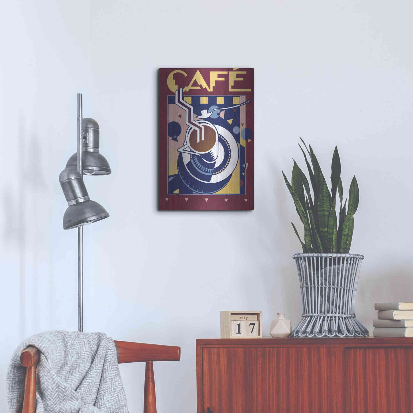 Luxe Metal Art 'Cafe' by David Chestnutt, Metal Wall Art,16x24