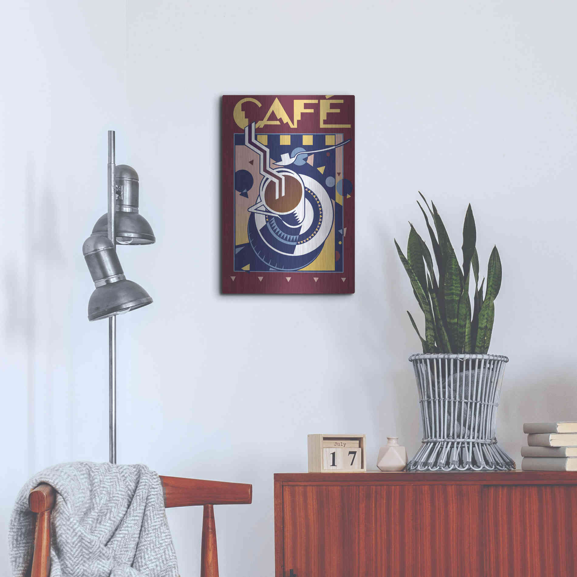 Luxe Metal Art 'Cafe' by David Chestnutt, Metal Wall Art,16x24