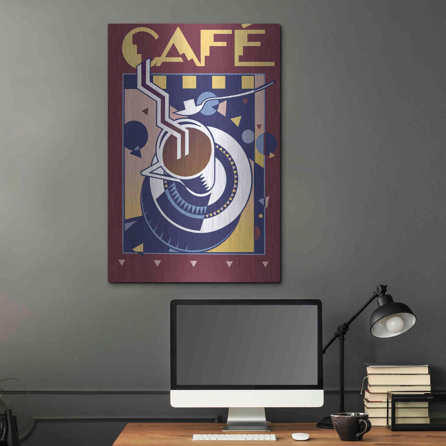 Luxe Metal Art 'Cafe' by David Chestnutt, Metal Wall Art,24x36