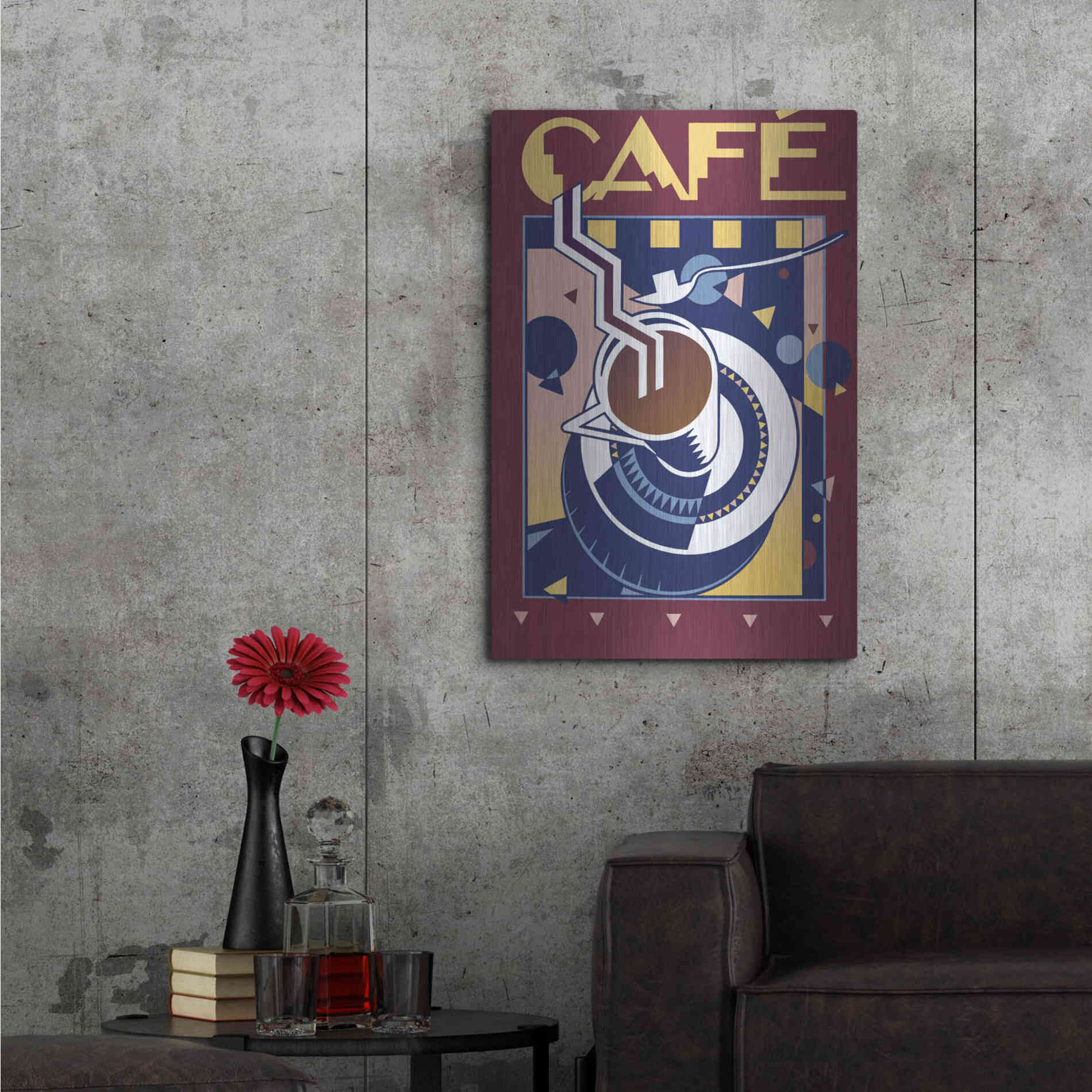 Luxe Metal Art 'Cafe' by David Chestnutt, Metal Wall Art,24x36