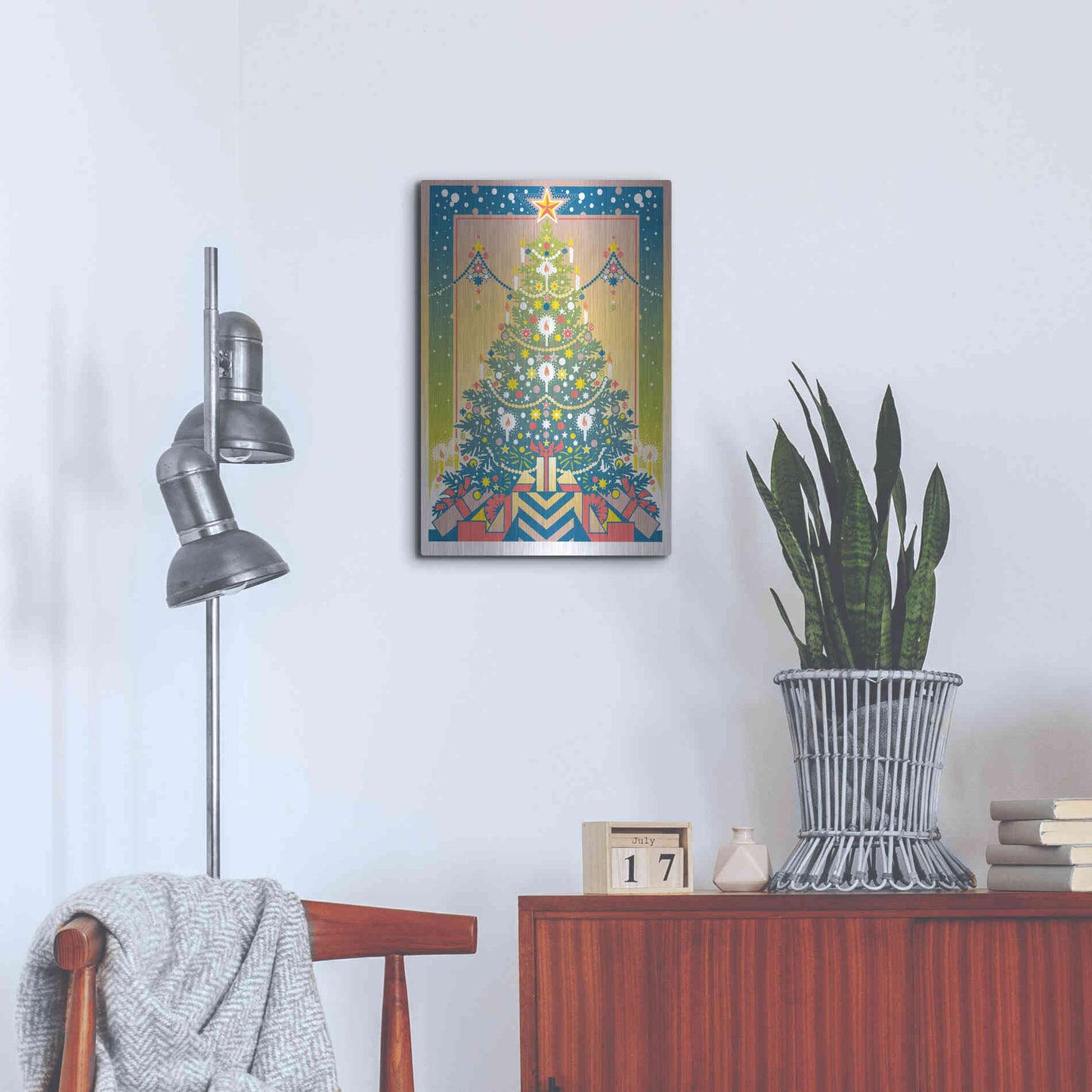 Luxe Metal Art 'Christmas Tree' by David Chestnutt, Metal Wall Art,16x24