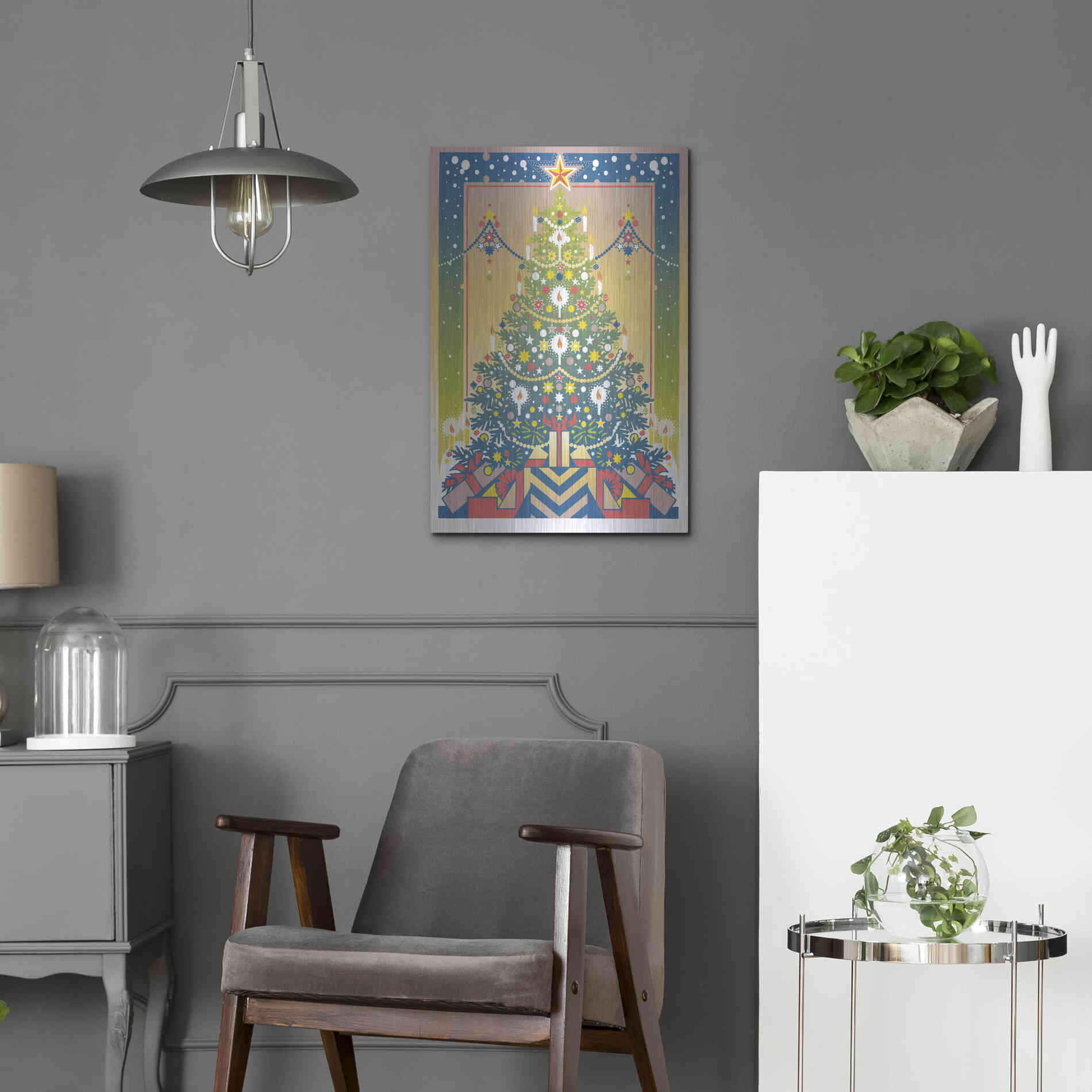 Luxe Metal Art 'Christmas Tree' by David Chestnutt, Metal Wall Art,16x24