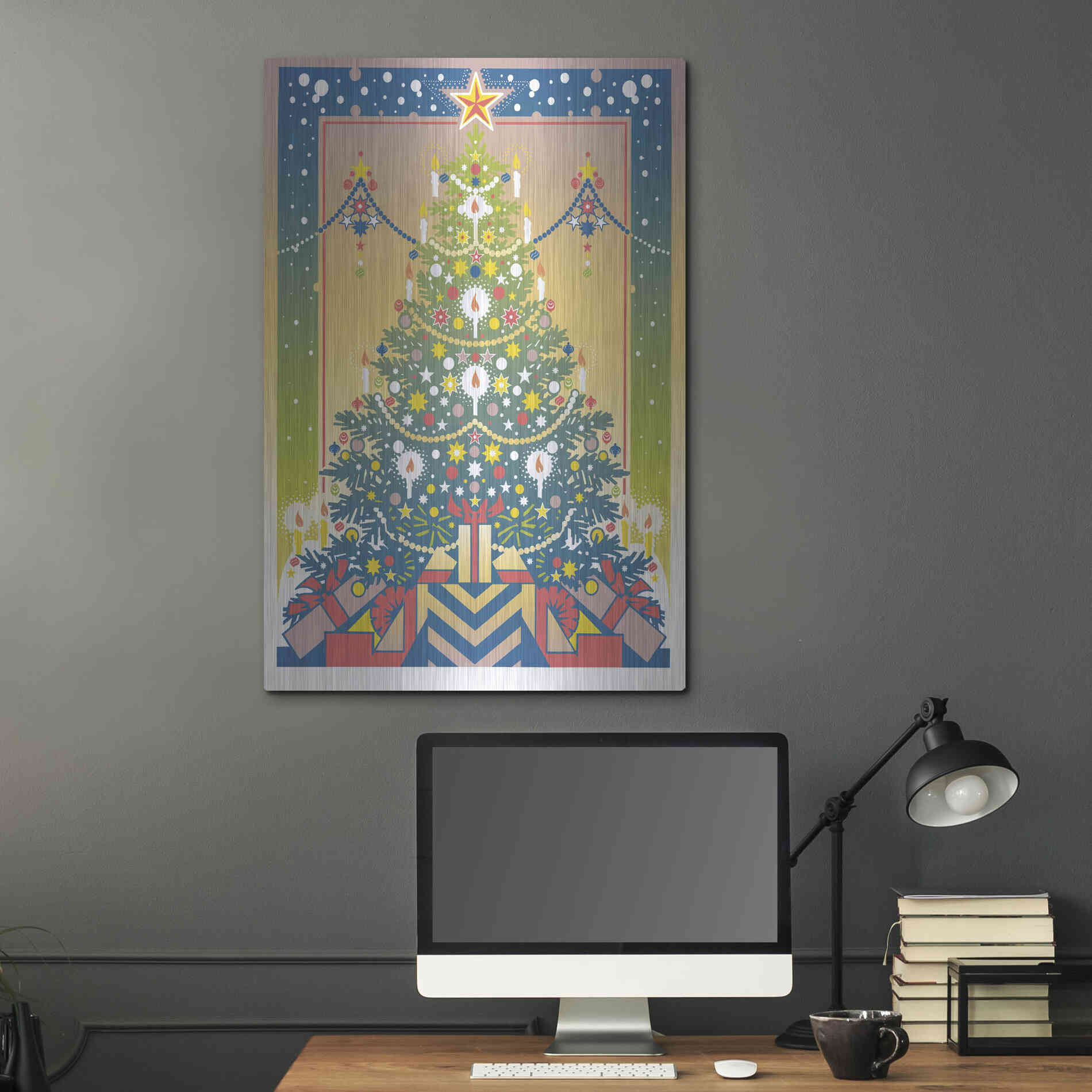 Luxe Metal Art 'Christmas Tree' by David Chestnutt, Metal Wall Art,24x36