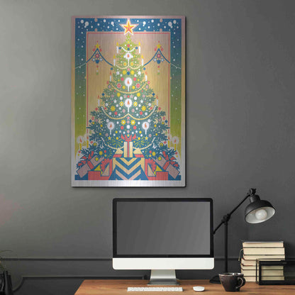 Luxe Metal Art 'Christmas Tree' by David Chestnutt, Metal Wall Art,24x36