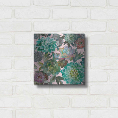 Luxe Metal Art 'Floral Succulents v2 Crop on Pink' by Danhui Nai, Metal Wall Art,12x12