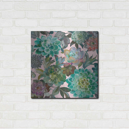 Luxe Metal Art 'Floral Succulents v2 Crop on Pink' by Danhui Nai, Metal Wall Art,24x24