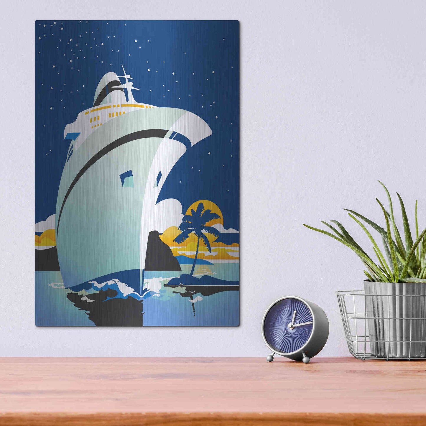 Luxe Metal Art 'Cruise Cover' by David Chestnutt, Metal Wall Art,12x16