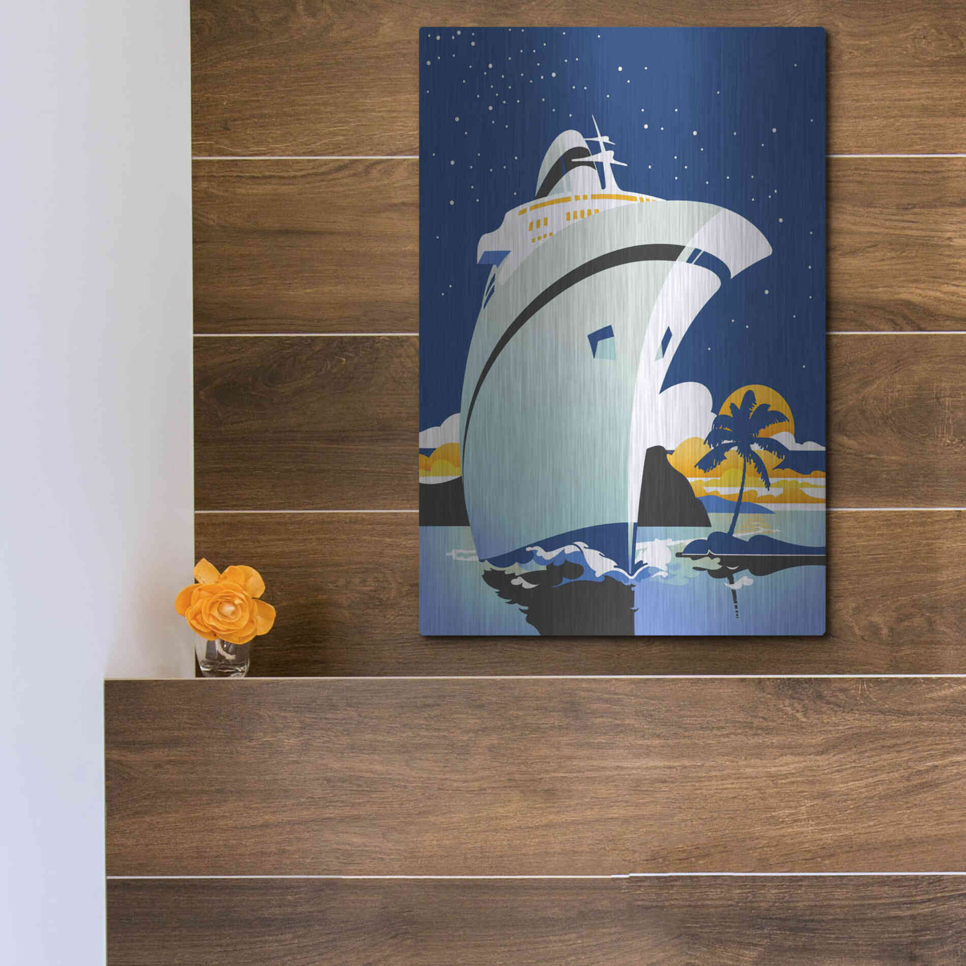 Luxe Metal Art 'Cruise Cover' by David Chestnutt, Metal Wall Art,12x16