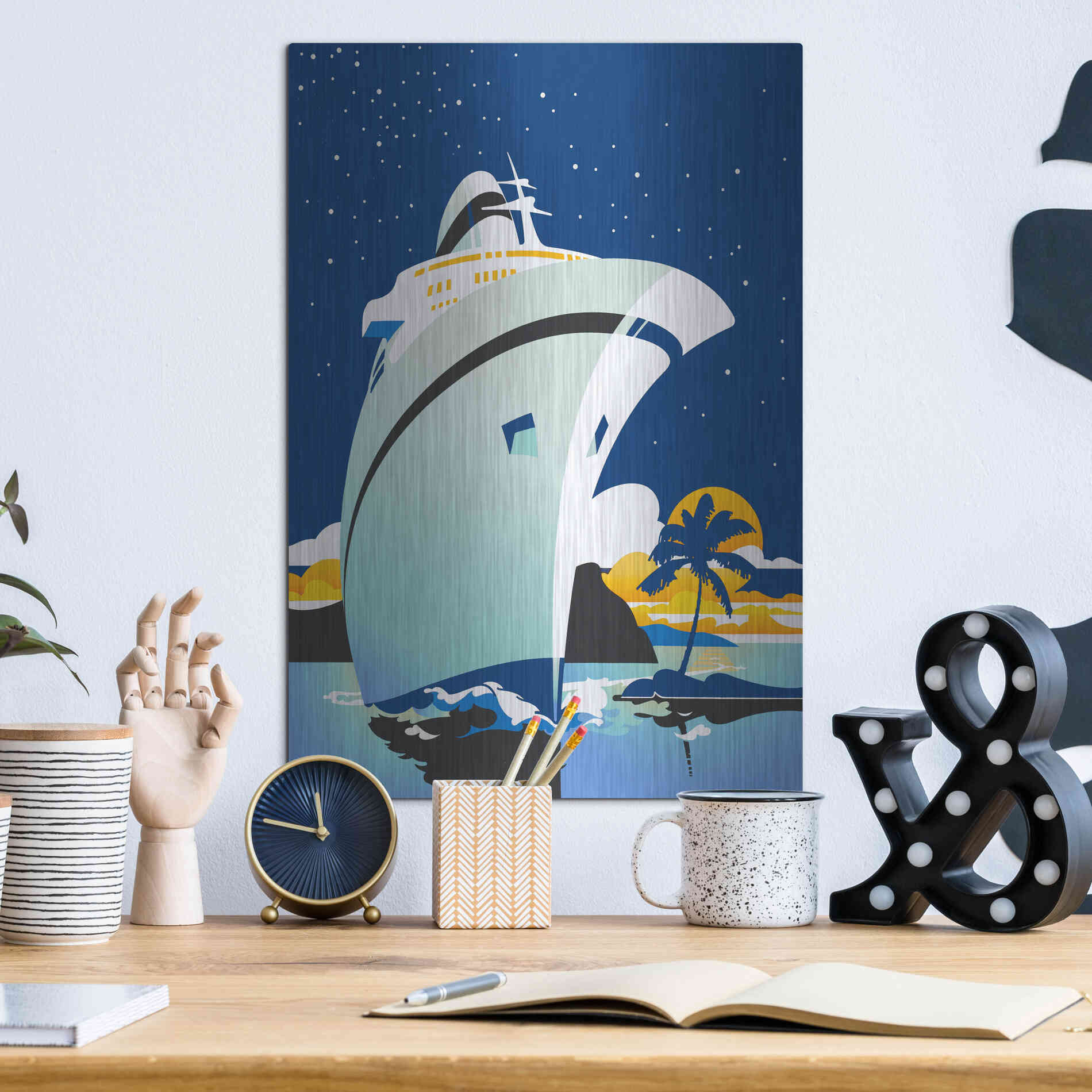 Luxe Metal Art 'Cruise Cover' by David Chestnutt, Metal Wall Art,12x16
